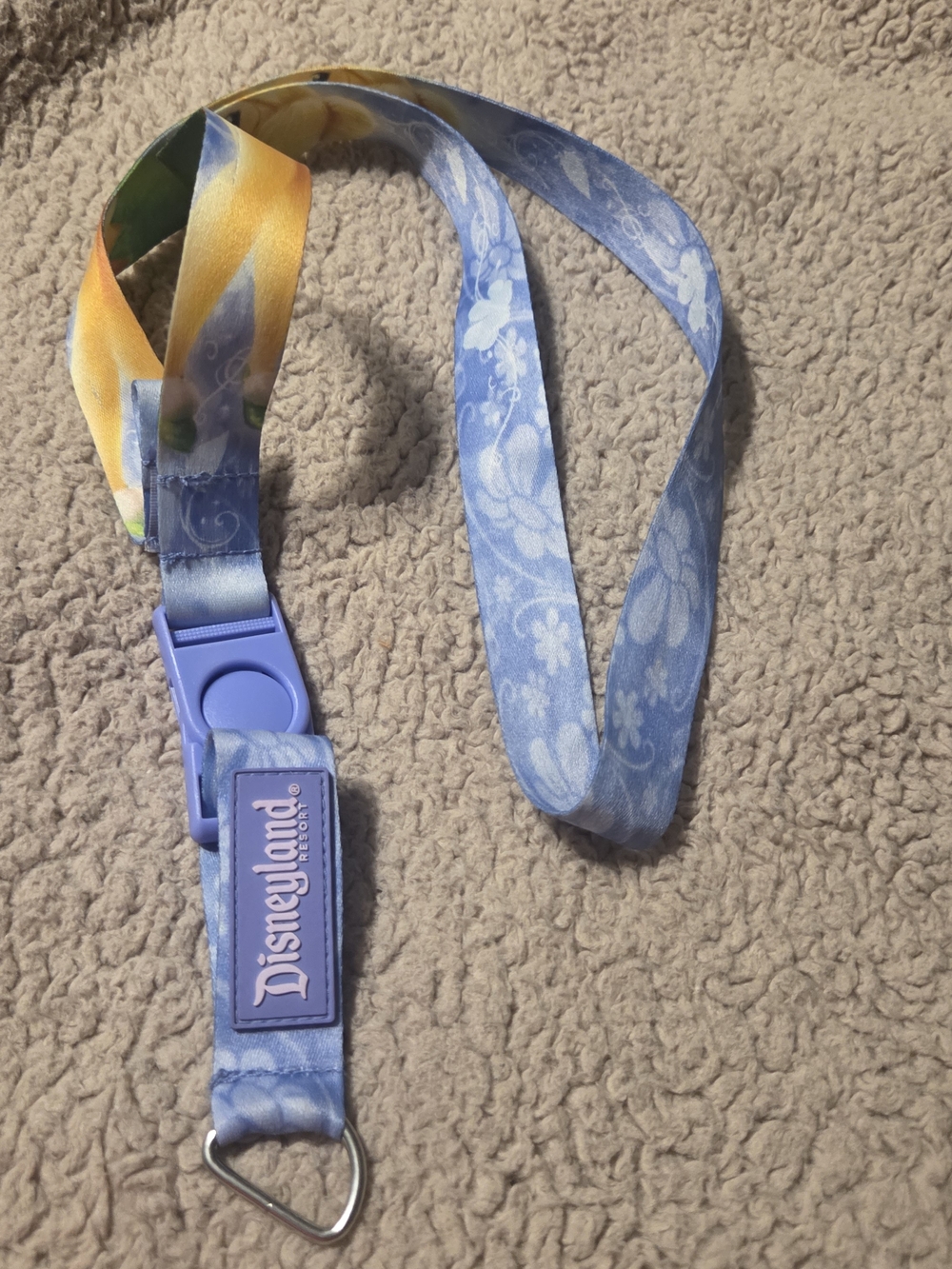 Disney Tinkerbell Blue Floral Lanyard with Yellow Accent